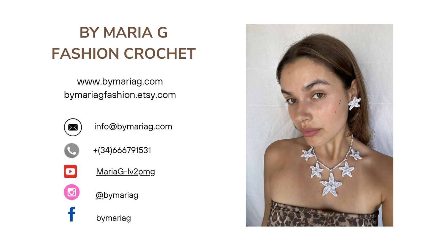 Crochet seafoam star necklace and earrings